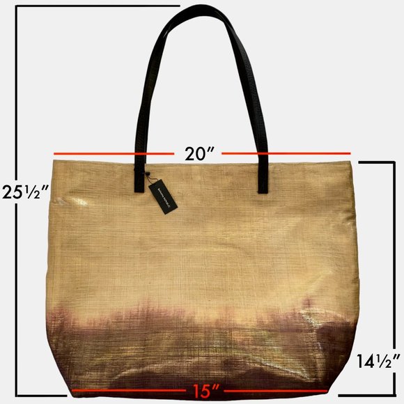 Banana Republic Metallic Gold Ombré Bamboo w/Leather Handles Maxi Tote Handbag - Picture 10 of 11